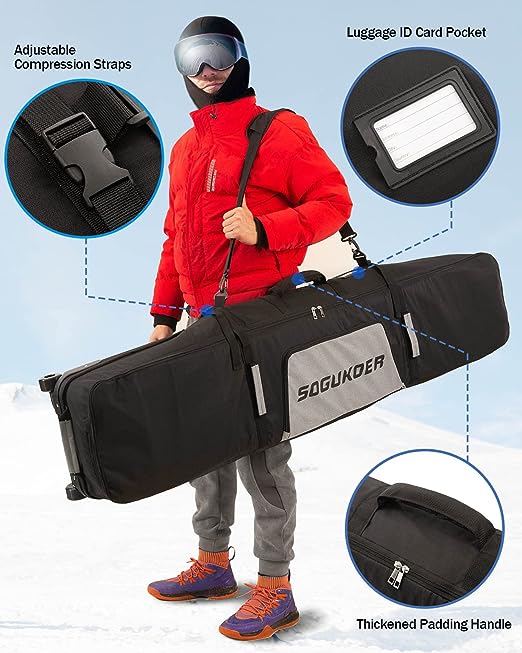 Ski travel bag with wheels